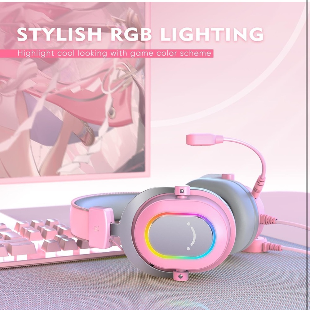 NWT Ampligame Fifine H6 Pink Wired PC Gaming Headset, Microphone Headphones - Picture 13 of 16